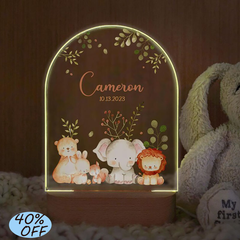 Baby Nursery Light - Aangepaste naam baby nachtlampje gepersonaliseerde cartoon