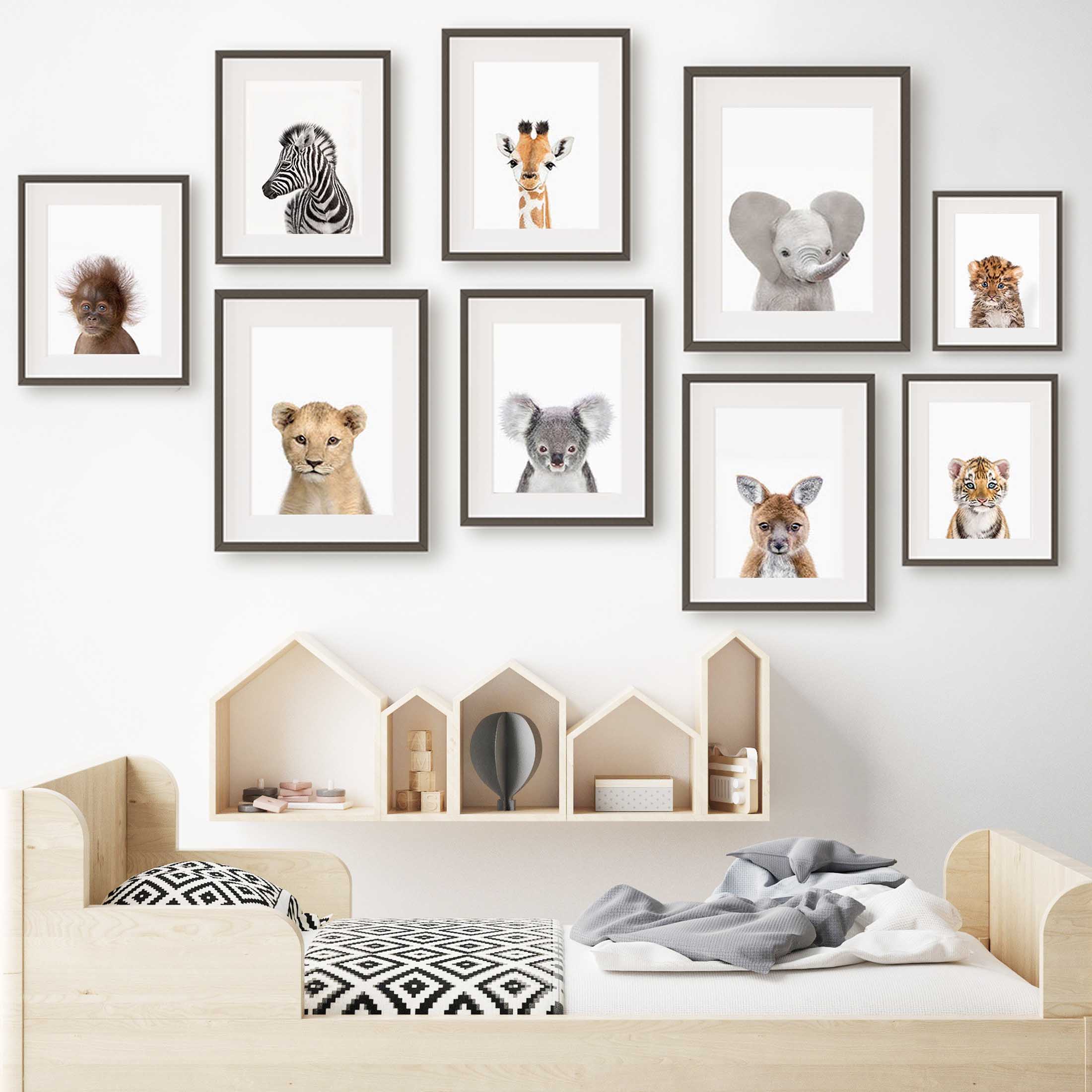 Baby Zoo Nursery - Baby dieren wanddecoratie prints safari jungle