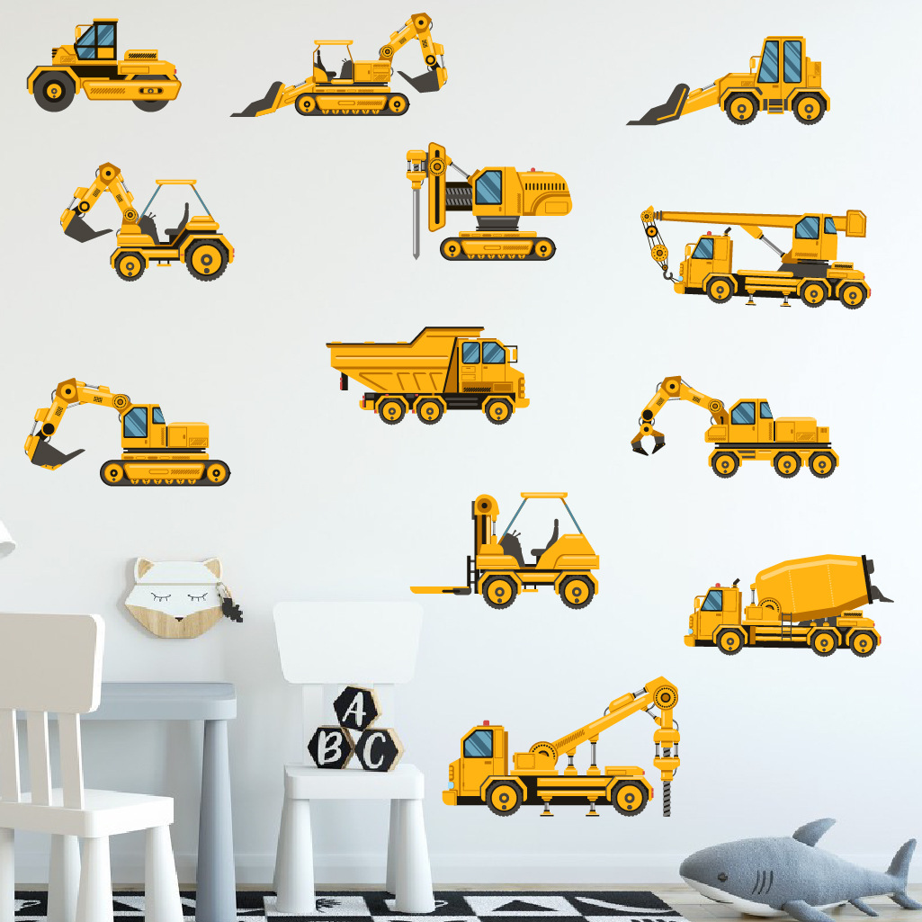 Baby Nursery Package - Cartoon graafmachine techniek auto muursticker zelfklevende