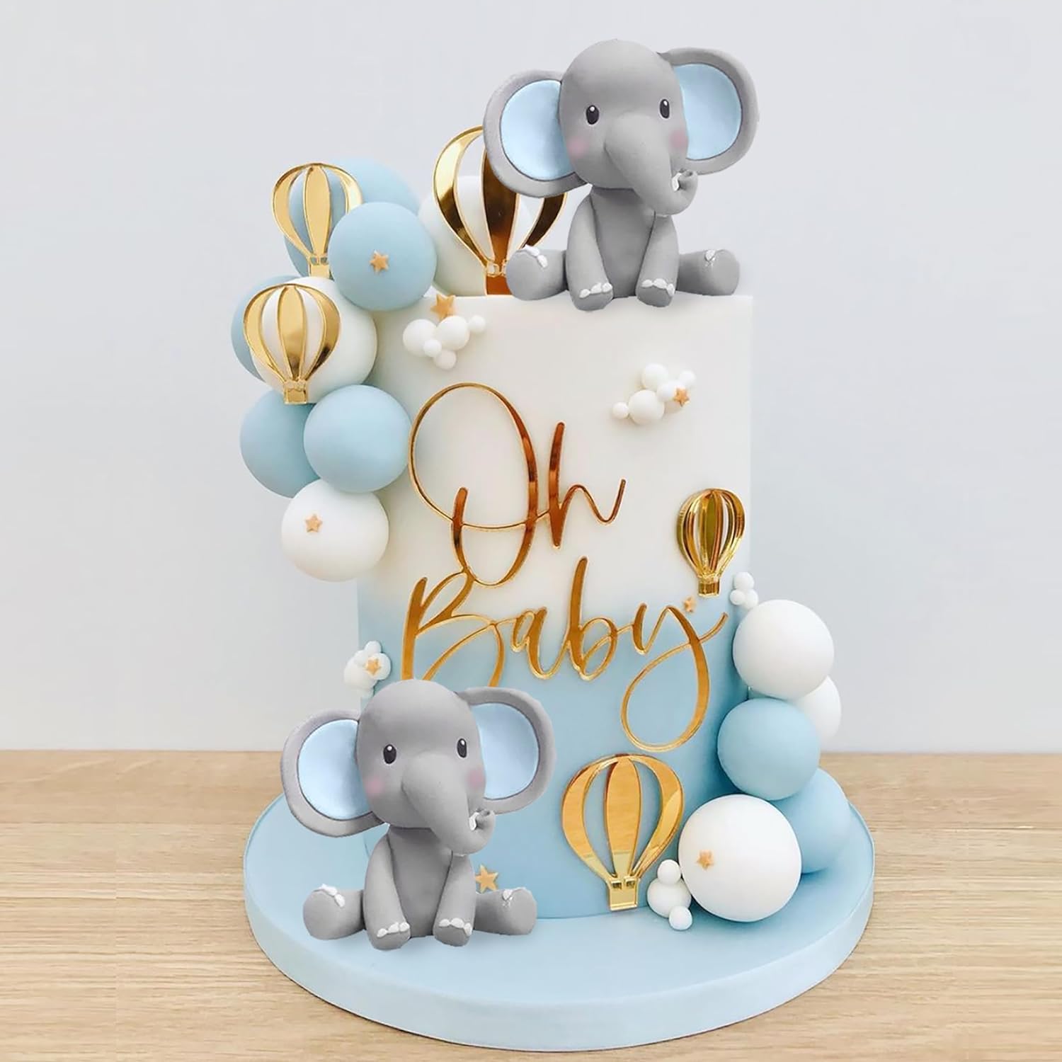Baby Nursery Hot Air Balloon - Olifant Taart Decoratie Baby Taart Topper