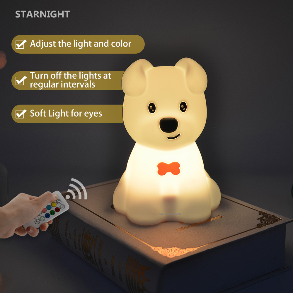 Baby Nursery Light - Hond LED-nachtlampje Aanraaksensor Afstandsbediening 9 kleuren
