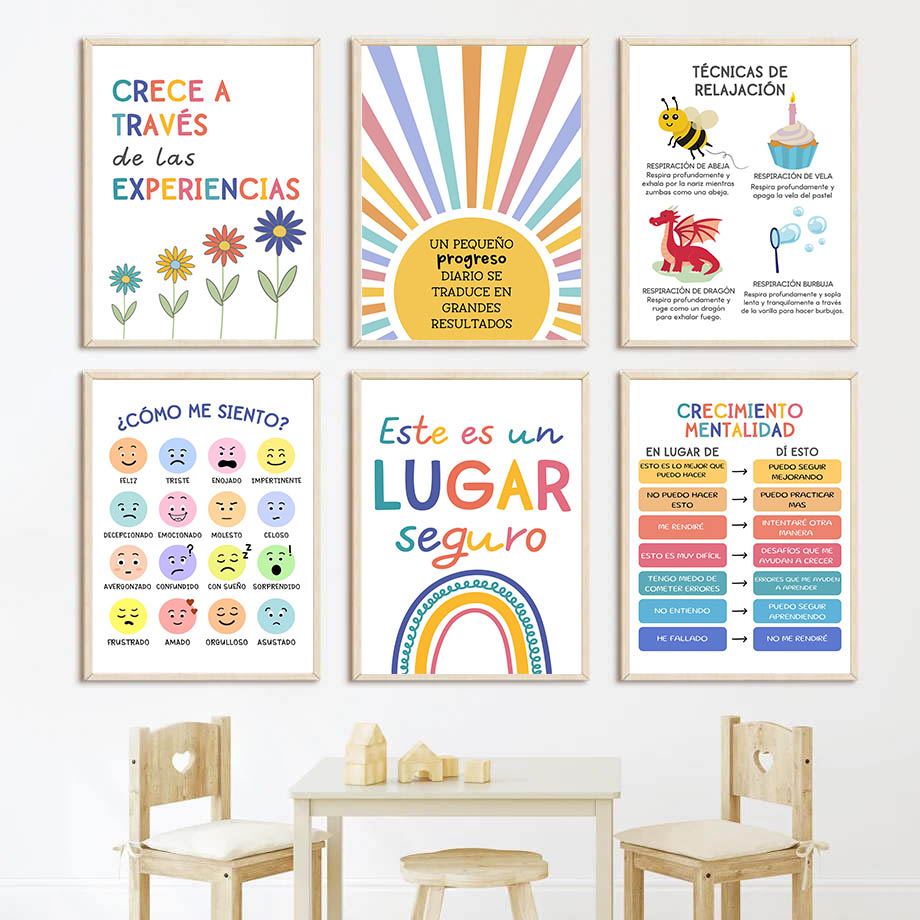 Baby Nursery In Spanish - Spaans Onderwijsmotto Regenboog Zonneschijn Wandkunst Canvas