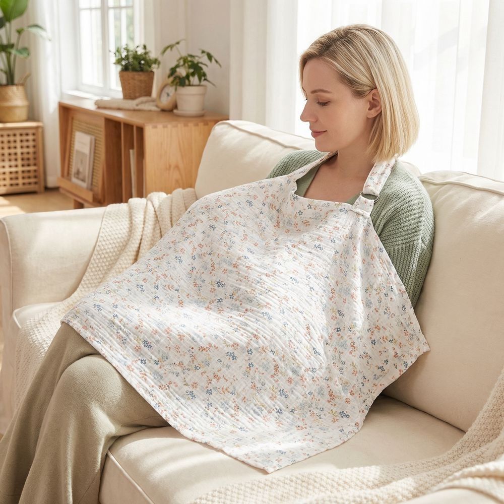 Nursing Cover Breastfeeding - Katoenen borstvoedingsdeken Ademende borstvoedingsdeken met bloemenprint