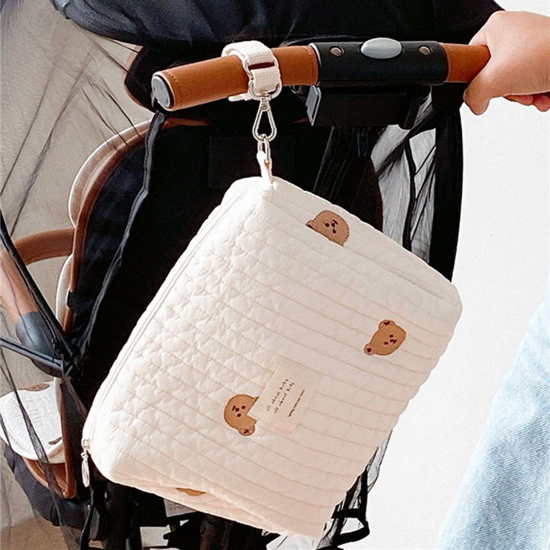 Diaper Caddy Organizer - Babyluiertas Katoenen beervorm Draagbare babyluier Caddy