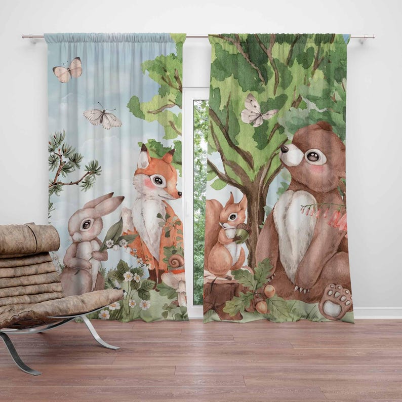 Baby Nursery Youtube - Bos Dieren Gordijnen Kinderen Slaapkamer Gordijnen