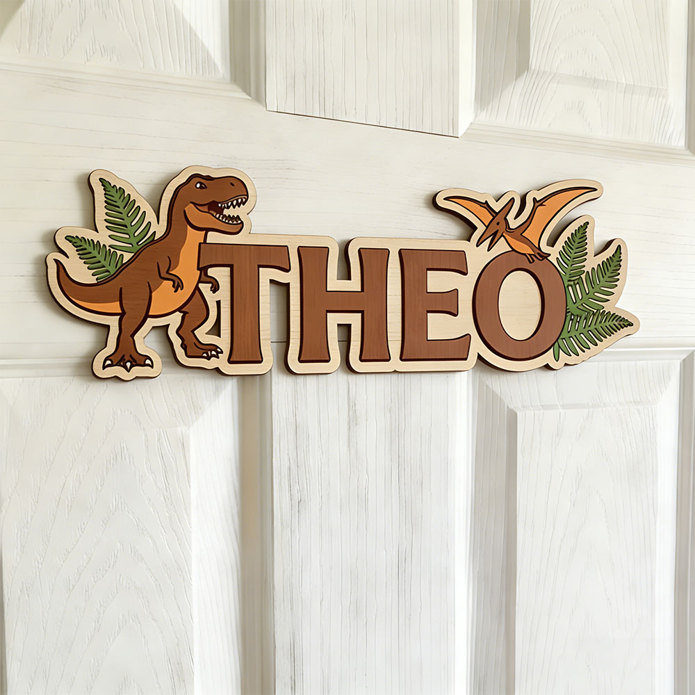 Baby Nursery Baby - Gepersonaliseerd dinosaurusnaambord voor de geliefde baby,