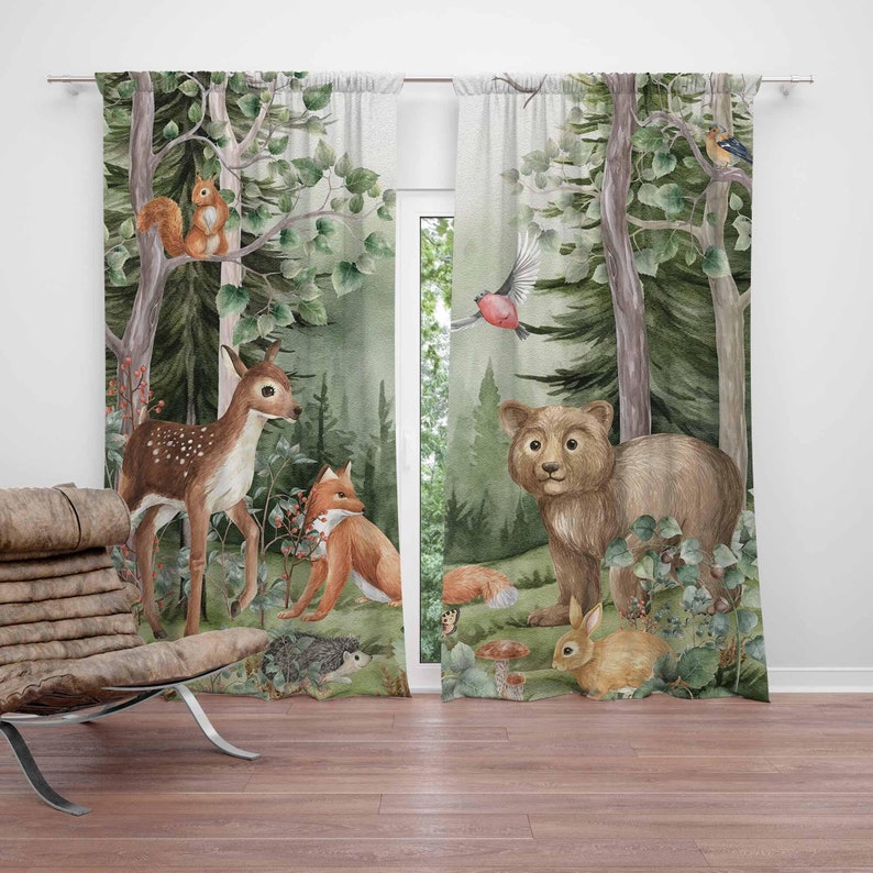 Baby Nursery Youtube - Woodland Dieren Gordijnen Kinderkamer Black Out
