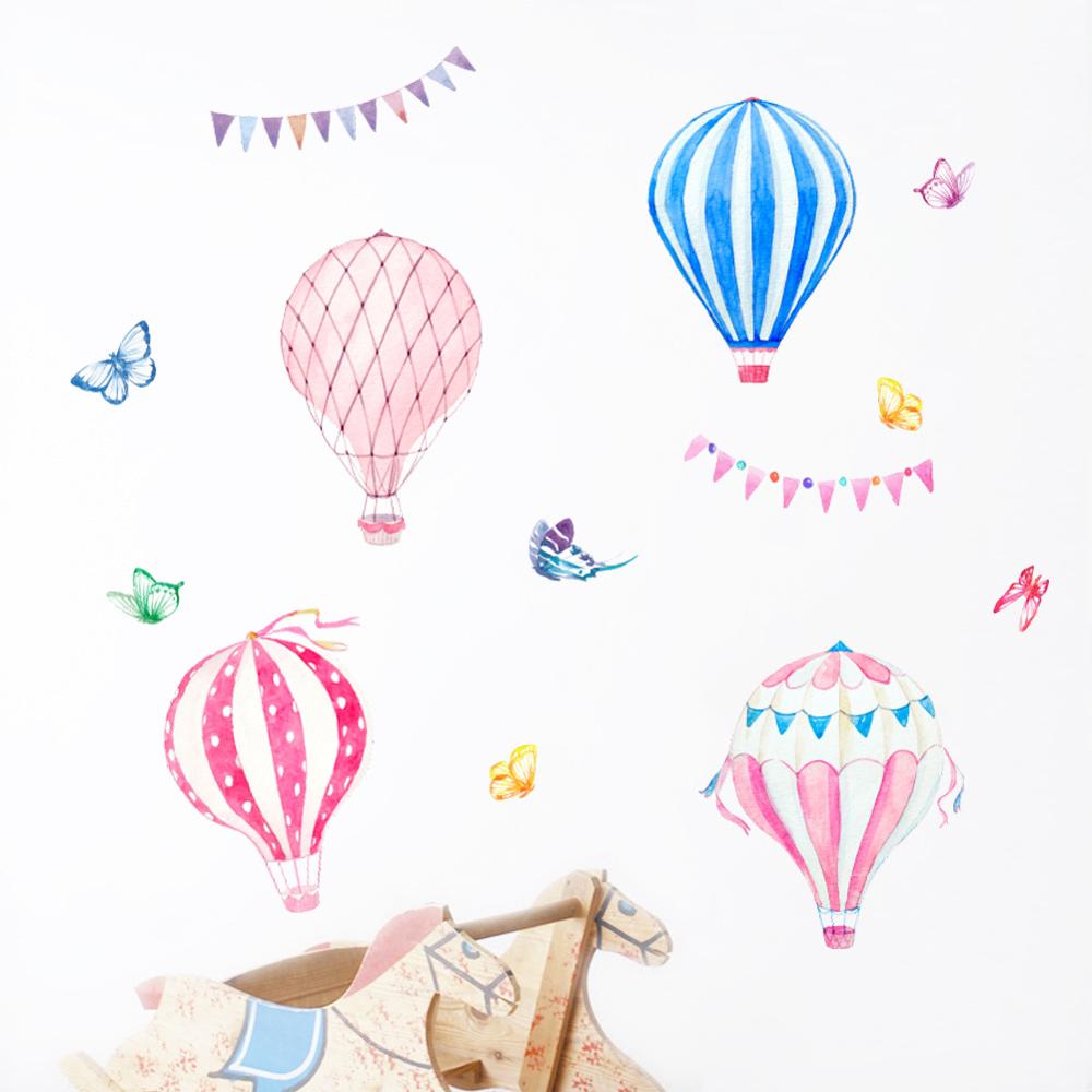 Baby Nursery Hot Air Balloon - Cartoon heteluchtballon muursticker kinderkamer decoratie behang