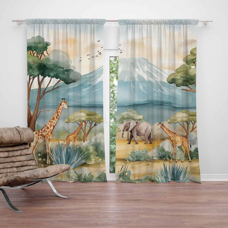Baby Nursery Youtube - Safari Dieren Kindergordijnen Baby Boy Kamergordijn