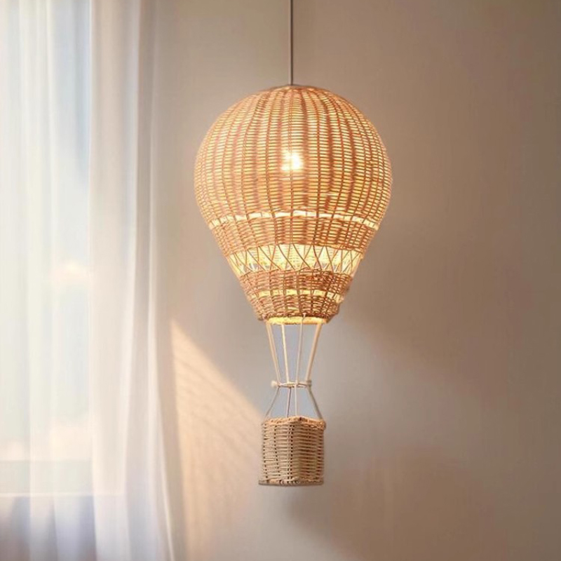 Baby Nursery Hot Air Balloon - Heteluchtballon kroonluchter LED kinderkamer rotan ambachtelijke