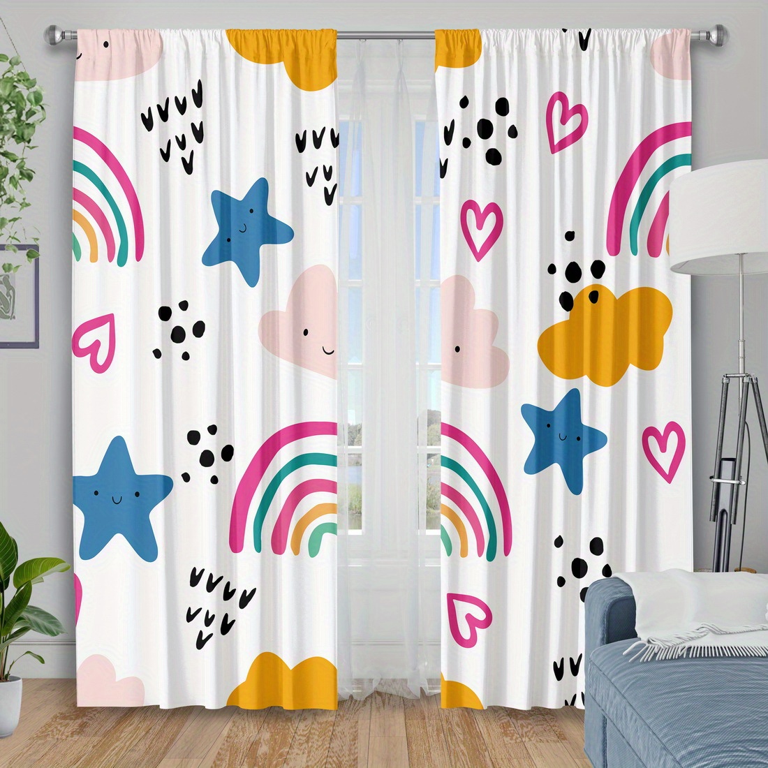 Baby Nursery Youtube - Leuke regenboogsterren harten kinderkamer gordijn voor
