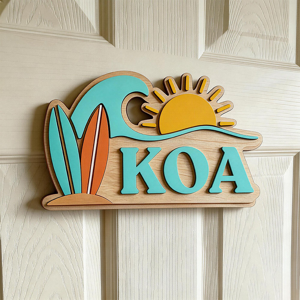 Baby Nursery Baby - Aangepaste Beach Wave Surfboard Sun Name