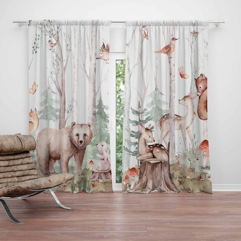 Baby Nursery Youtube - Bos Dieren Gordijnen Kinderkamer Gordijnen Black