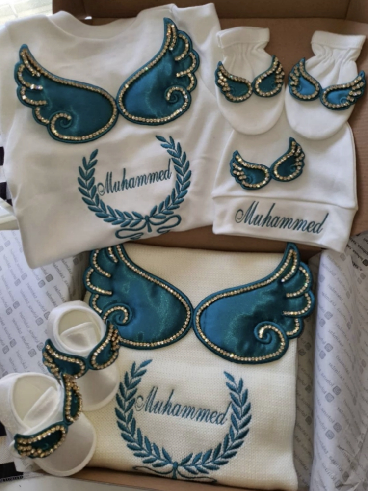 Baby Nursery Sets - Dollbling Hospital Exit 5pcs Borduurnaam Newborn