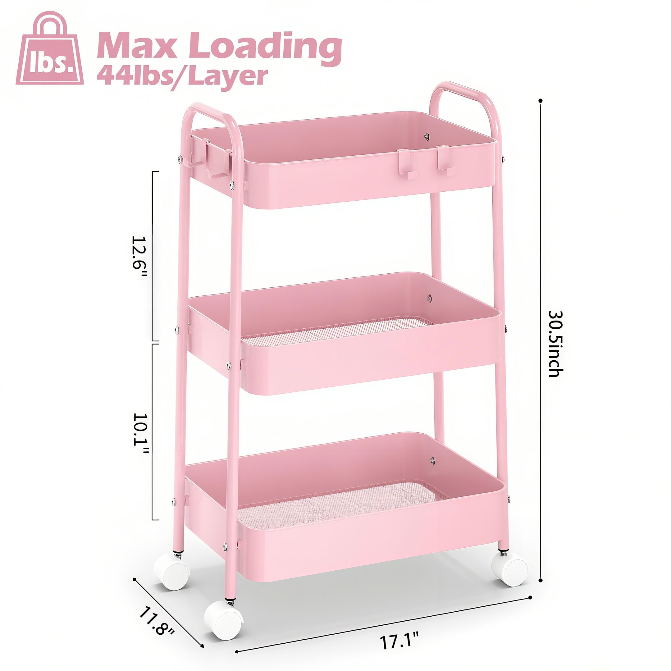 3-laags metalen rolwagen met w - Baby Nursery Trolley recensie en prijs
