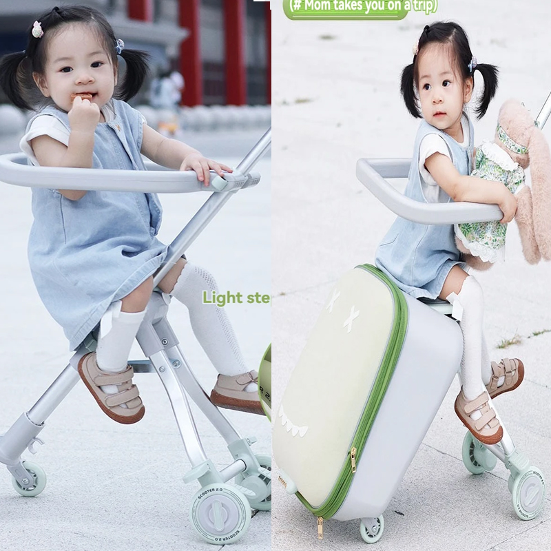 Kinderkoffer waarop de baby ka - Baby Nursery Trolley recensie en prijs