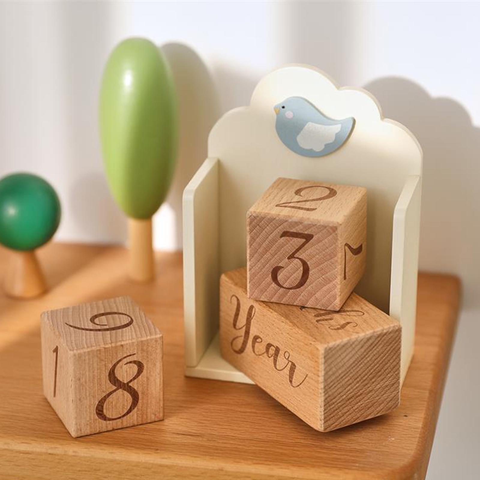 Houten babyleeftijdblokken Uni - Baby Nursery Age recensie en prijs