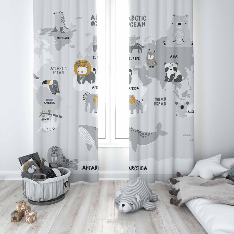Wereldkaart Kinderkamer Gordij - Baby Nursery Youtube recensie en prijs