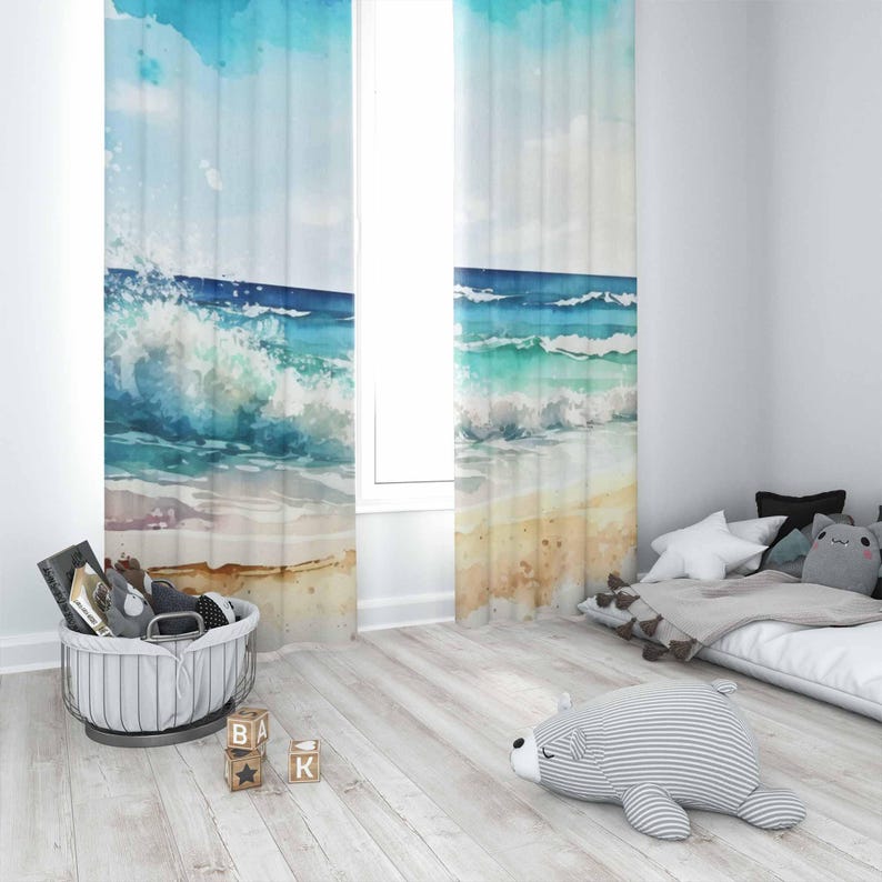 Sea Wave Gordijnen Oceaan Natu - Baby Nursery Youtube recensie en prijs