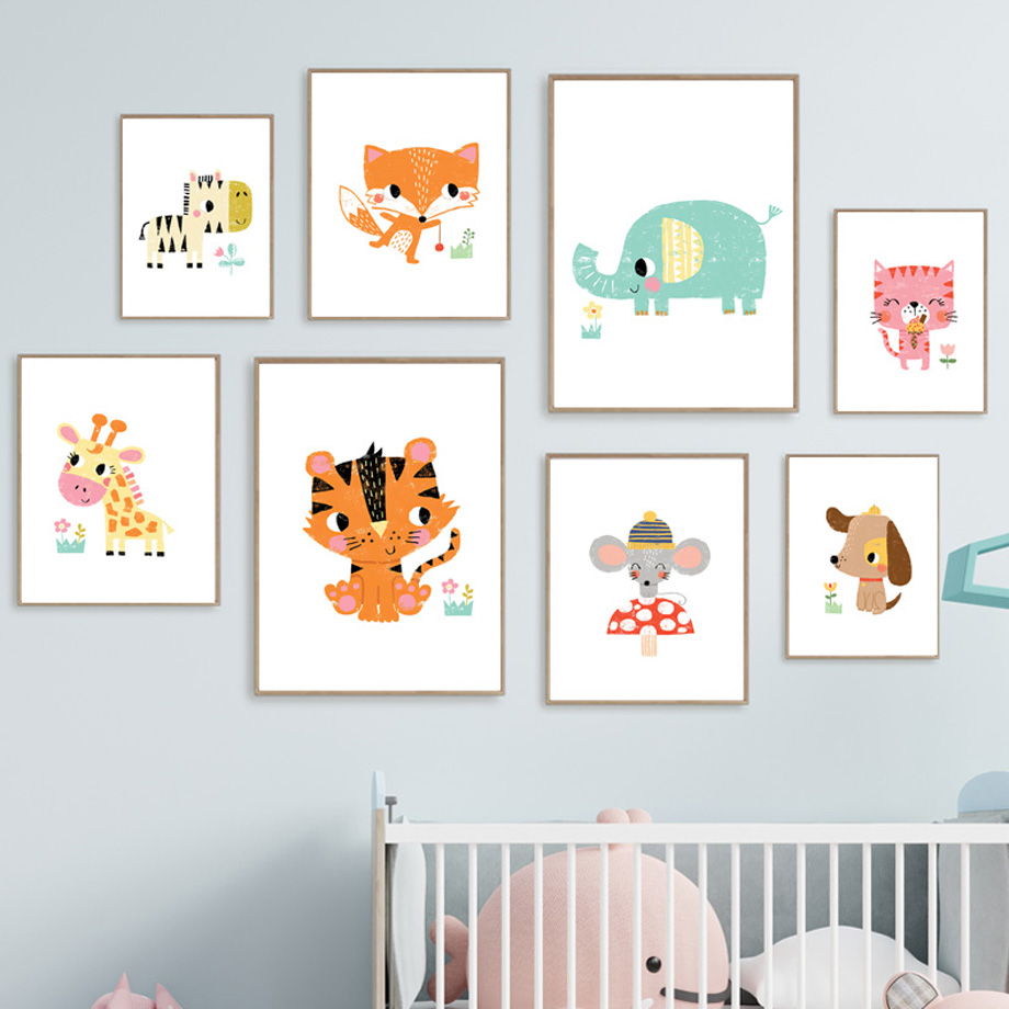Cartoon Baby Animal Nursery Wa - Baby Zoo Nursery recensie en prijs