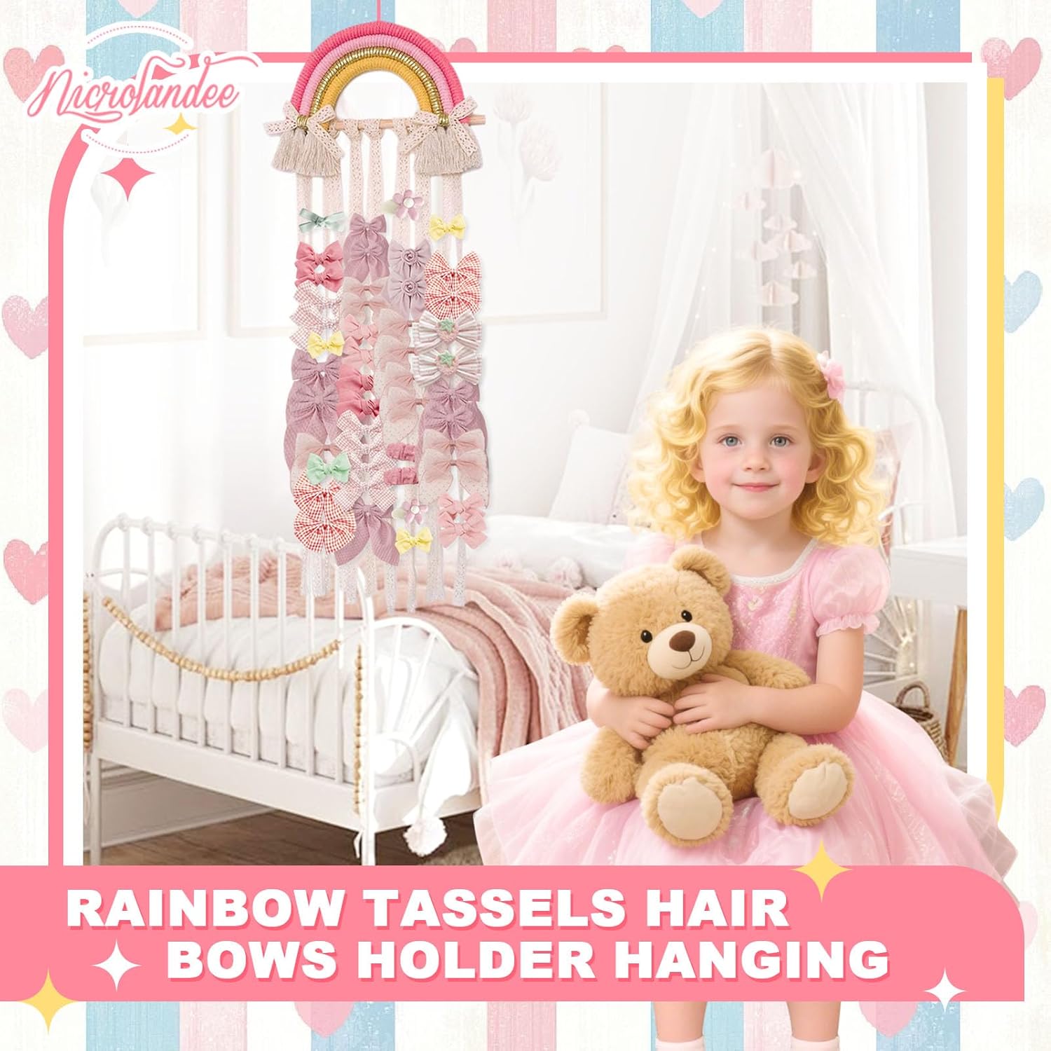 Regenboog macramé haar strikje - Baby Nursery Decor Girl recensie en prijs