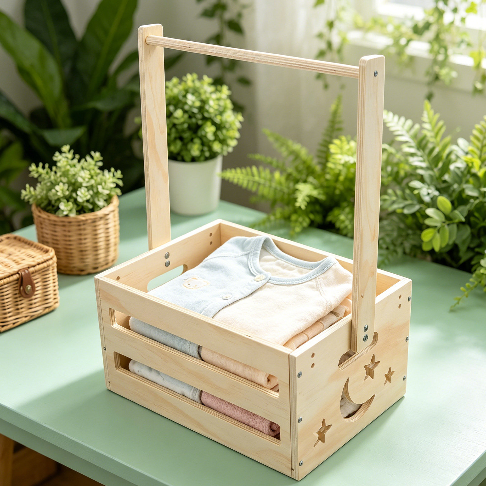 Draagbare houten wasmand, opbe - Baby Nursery Closet Organization recensie en prijs