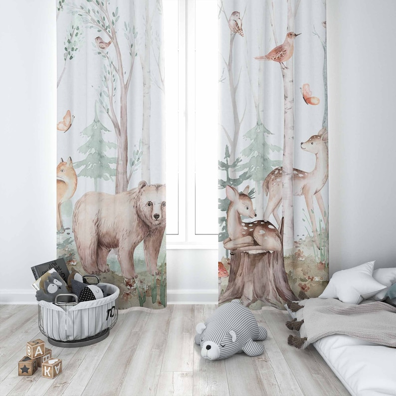 Bos Dieren Gordijnen Kinderkam - Baby Nursery Youtube recensie en prijs