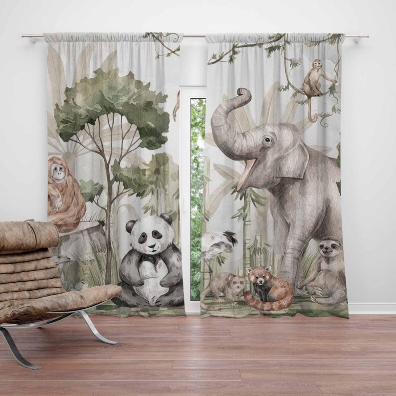 Safari Dieren Gordijnen Kinder - Baby Nursery Youtube recensie en prijs