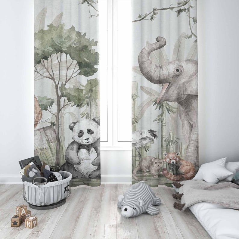 Safari Dieren Gordijnen Kinder - Baby Nursery Youtube recensie en prijs
